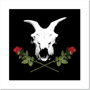 Goat Skull with Roses Posters and Art